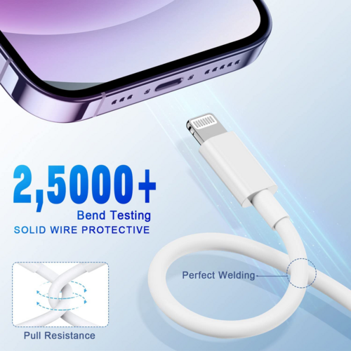 Cargador rápido USB-C PD de 20W con cable (modelo 2024) para iPhone 14, 13, 12, 11 y XR.