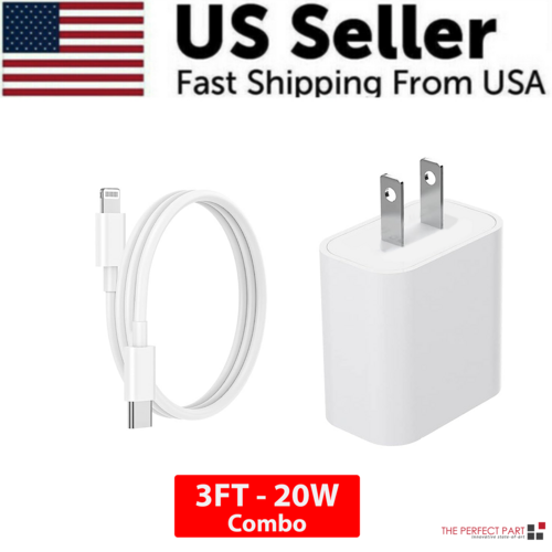 Cargador rápido USB-C PD de 20W con cable (modelo 2024) para iPhone 14, 13, 12, 11 y XR.