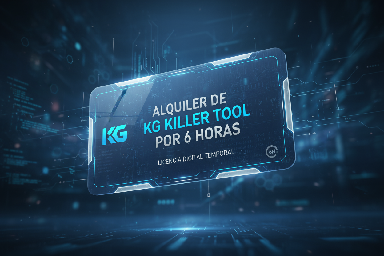 generame una imagen que diga alquiler de KG KILLER TOOL POR 6 HORAS, es una licencia digital